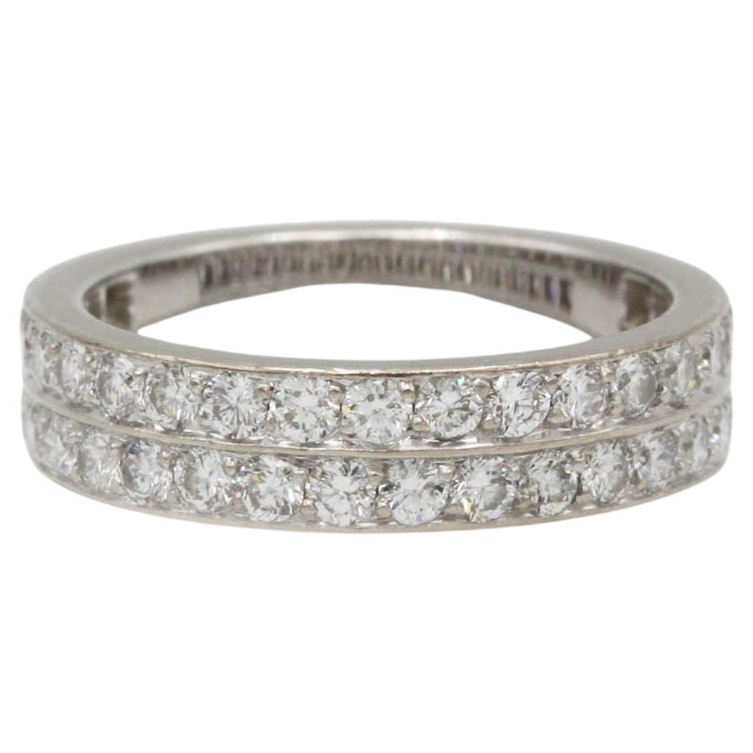Double Row Diamond Eternity Wedding Band in 18K White Gold, 1.80 ct G VS