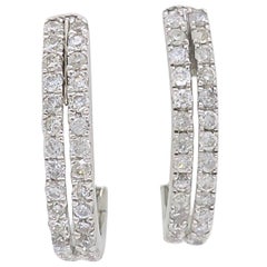 Double Row Diamond Huggie Style Earrings