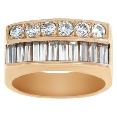 Vintage Double Row Diamond Ring in 18k Yellow Gold