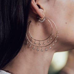 Double Row Diamond Shaker Hoop Earrings