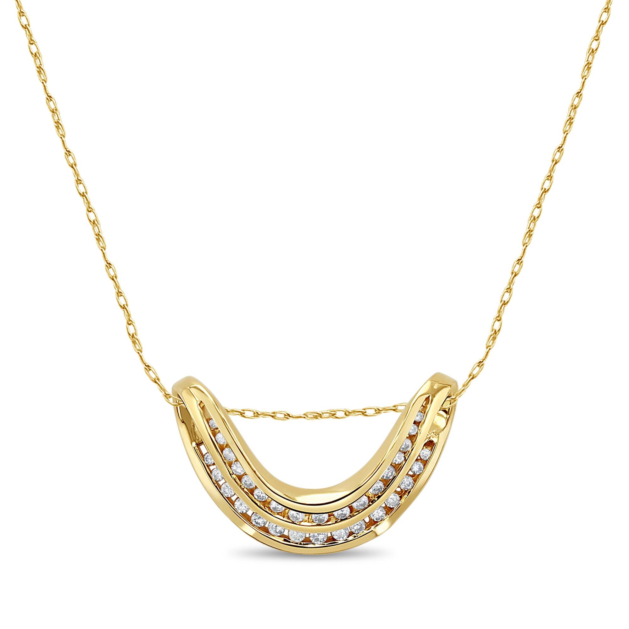 Double Row Diamond Slider Necklace .75cttw 14k Yellow Gold In New Condition For Sale In Sugar Land, TX