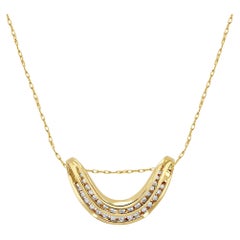 Double Row Diamond Slider Necklace .75cttw 14k Yellow Gold