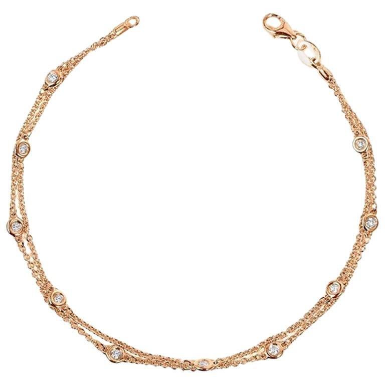 DOUBLE ROW NATURAL DIAMOND BY THE YARD BRACELET 14K ROSE GOLD.

0.30 cttw
10 Stations.
7 Inches
Average color/clarity: I-VS