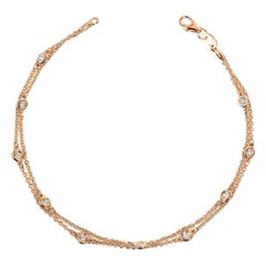 Double Row Diamond Station Bracelet Rose Gold Double Row Diamond Station Bracelet Rose Gold