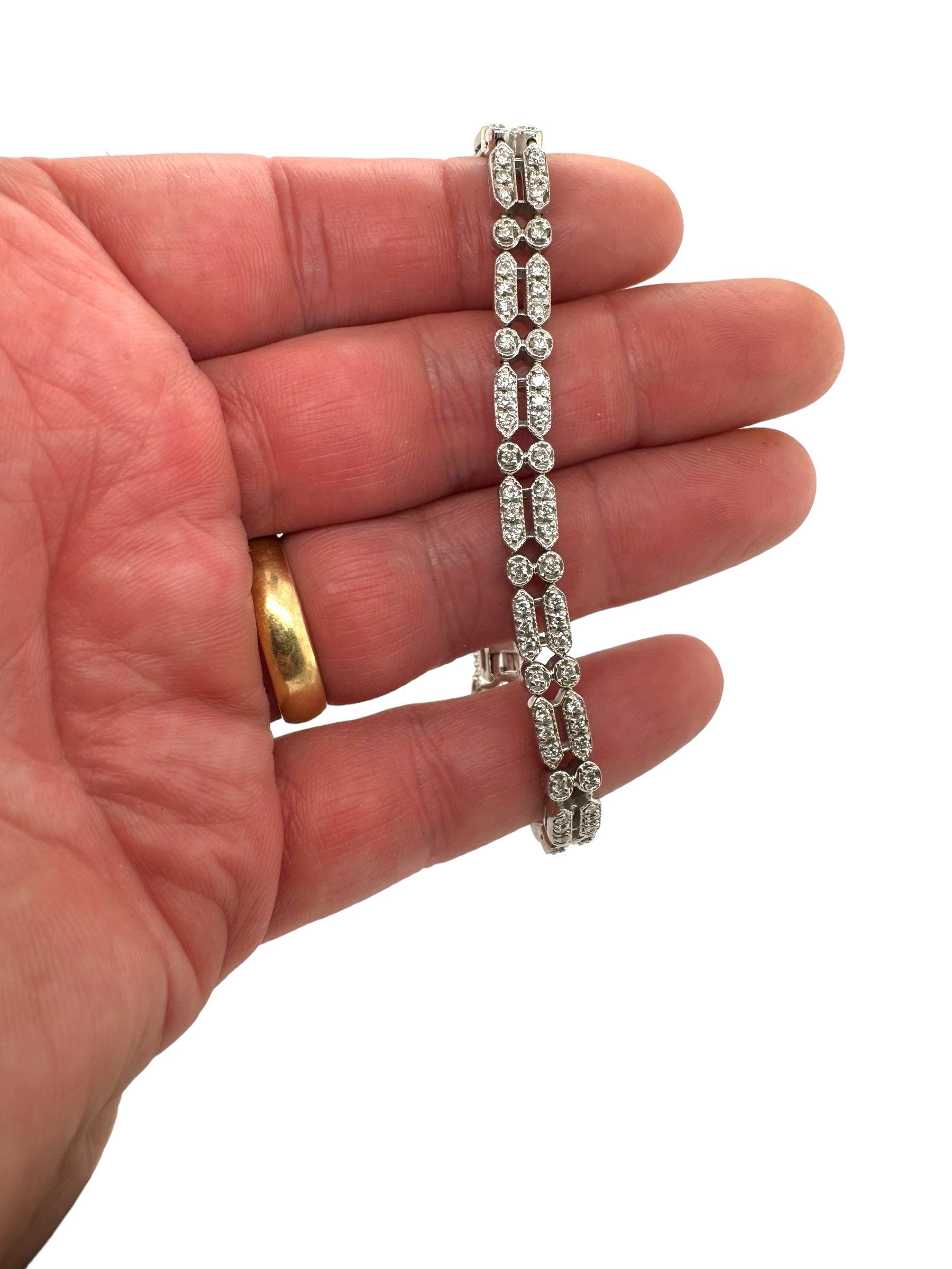 Double Row Diamond Tennis Bracelet For Sale 4