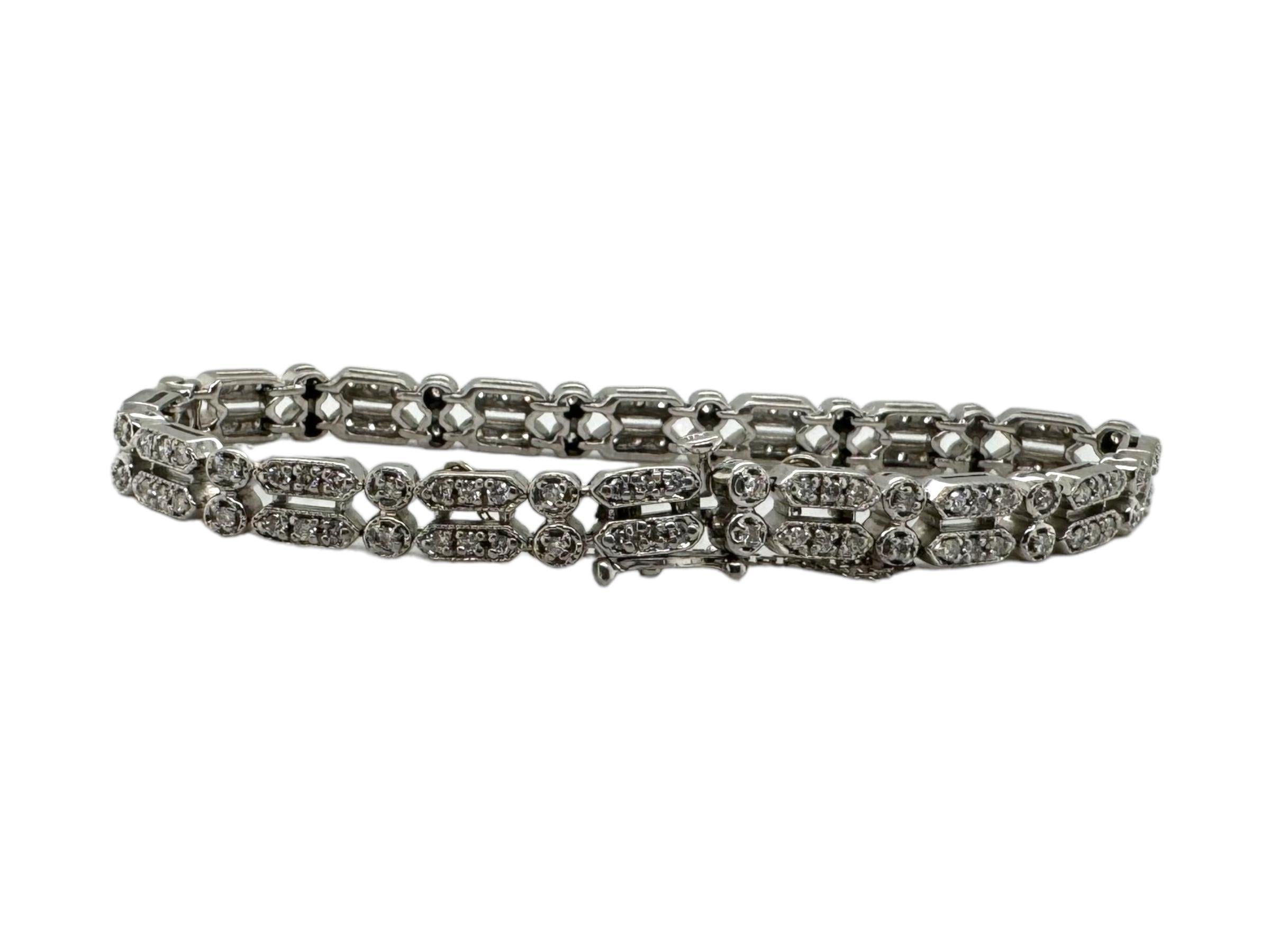 Contemporary Double Row Diamond Tennis Bracelet For Sale
