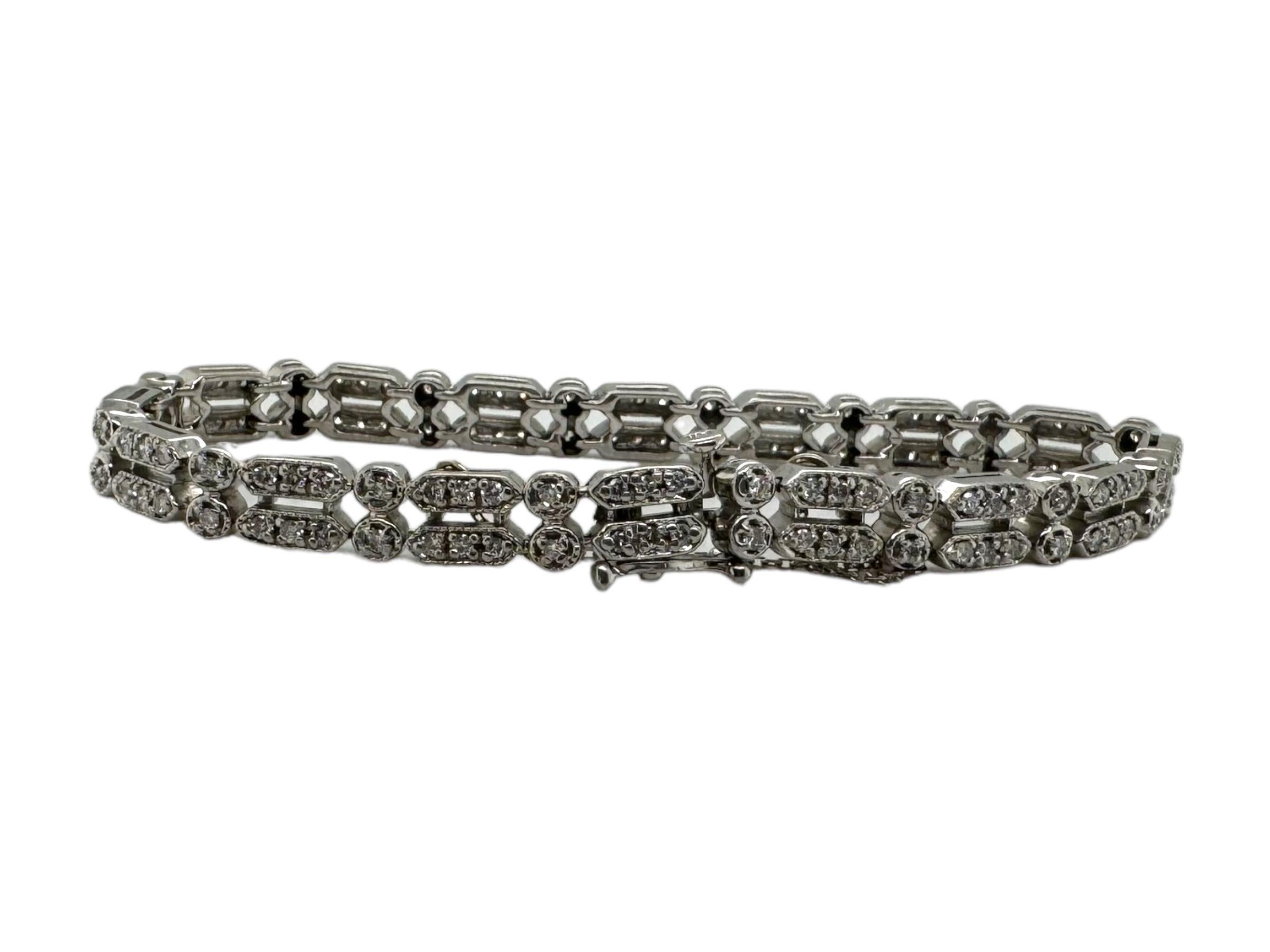 Brilliant Cut Double Row Diamond Tennis Bracelet For Sale