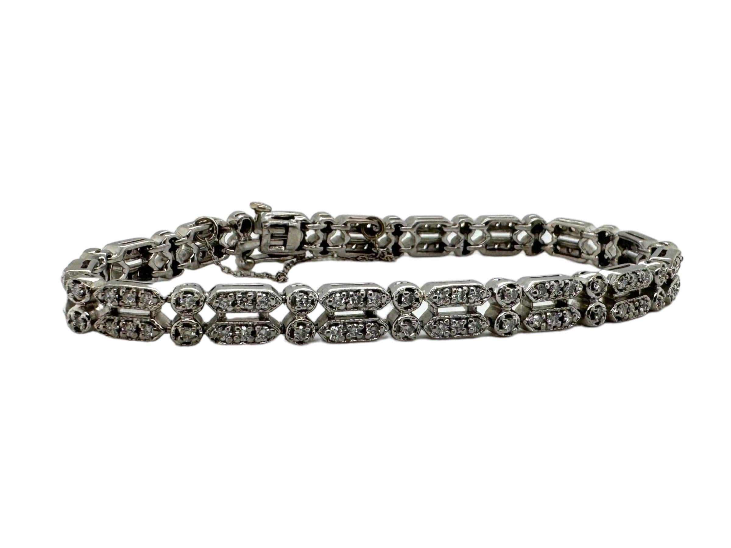 Double Row Diamond Tennis Bracelet In Good Condition For Sale In Montgomery, AL