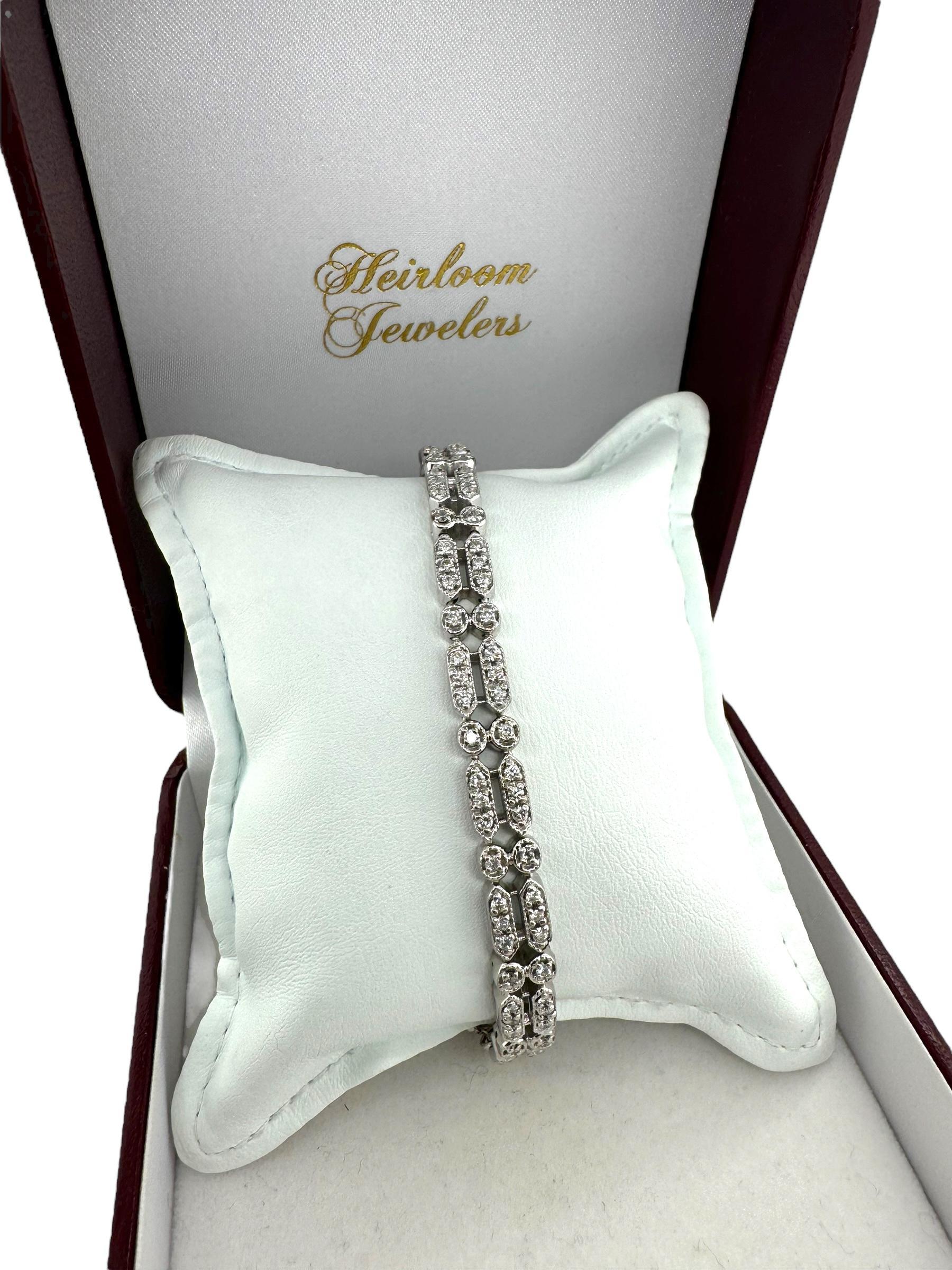 Double Row Diamond Tennis Bracelet For Sale 1