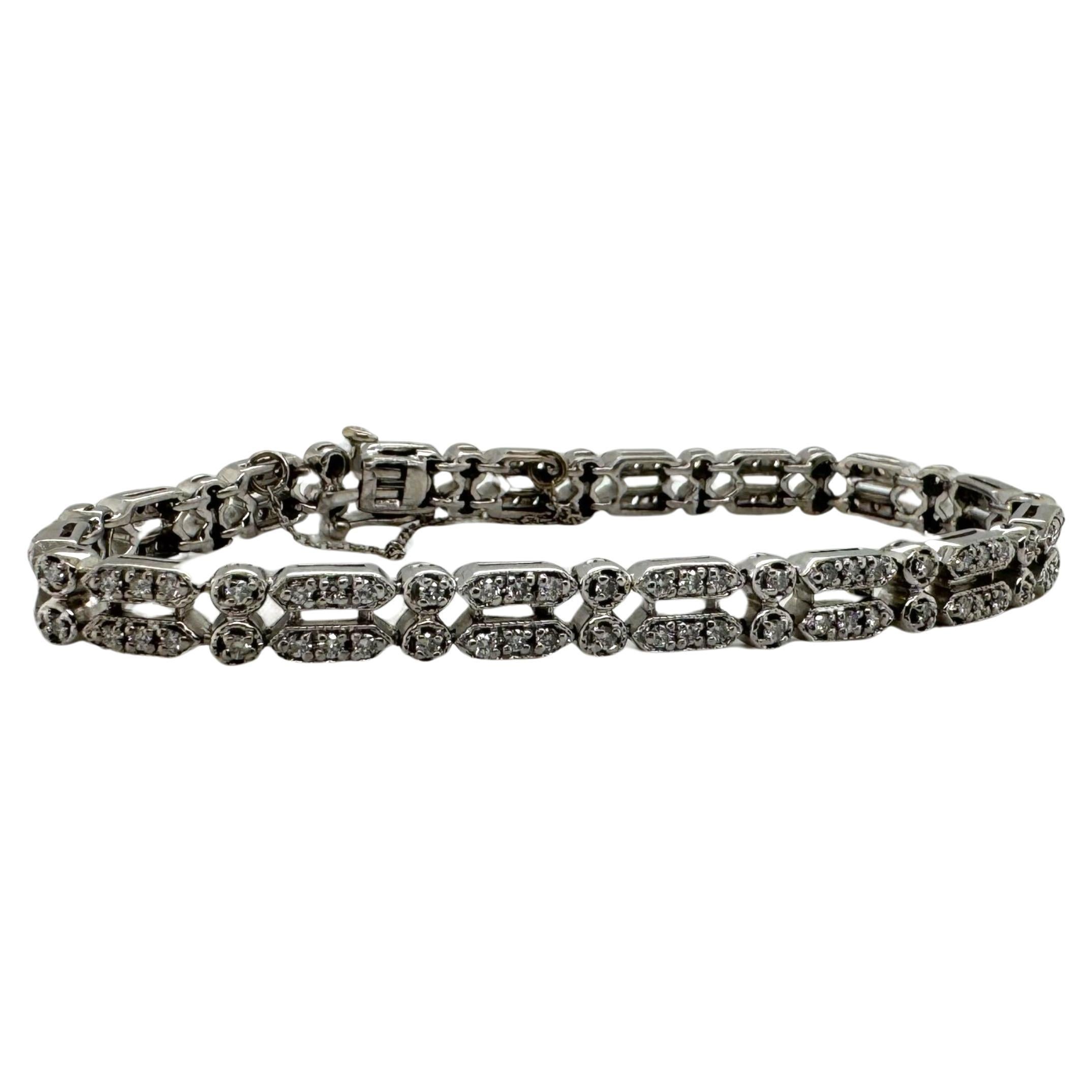 Double Row Diamond Tennis Bracelet For Sale