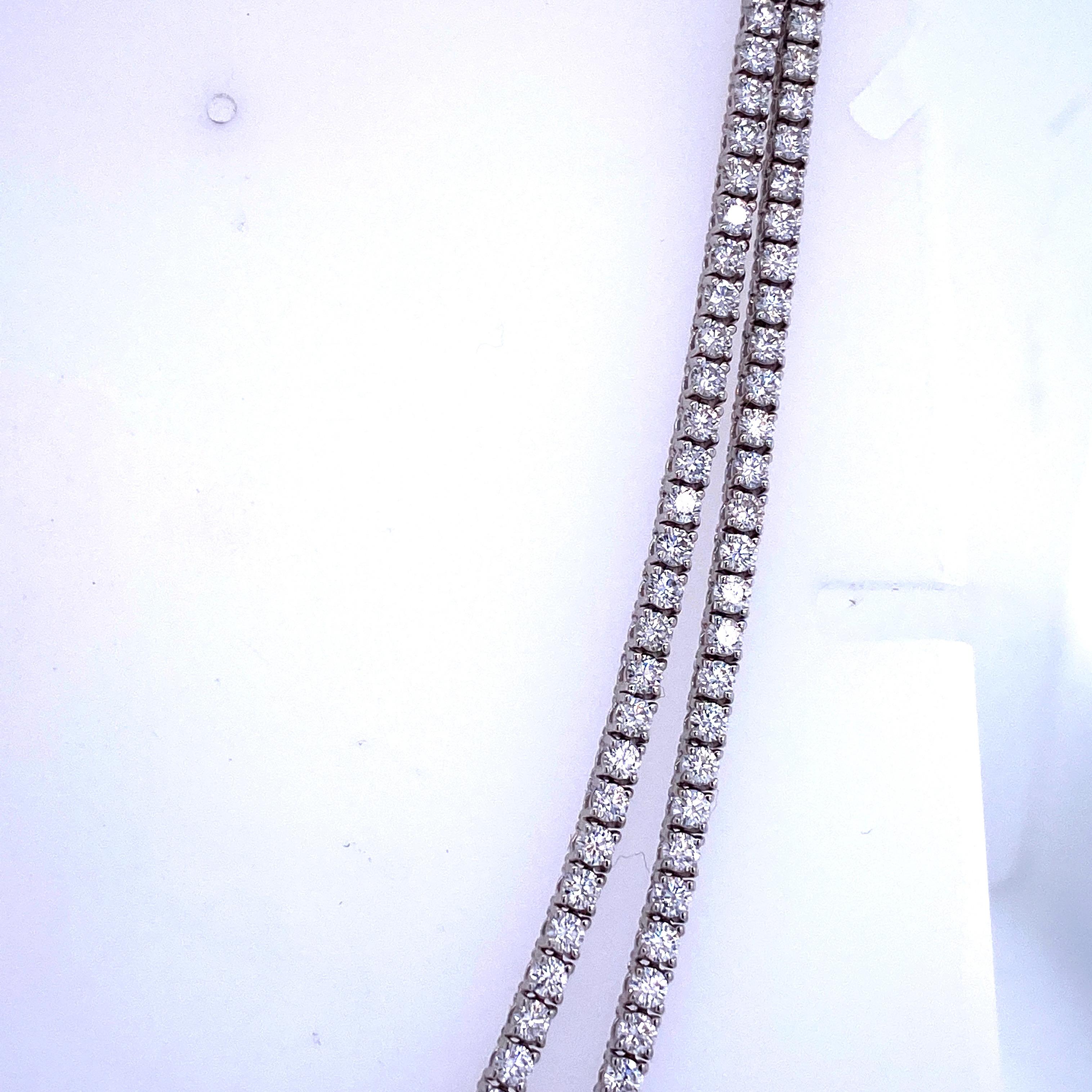 Diamant-Tennis-Halskette mit 6,67 Karat, mit zwei Reihen, 14 Karat Weißgold 4