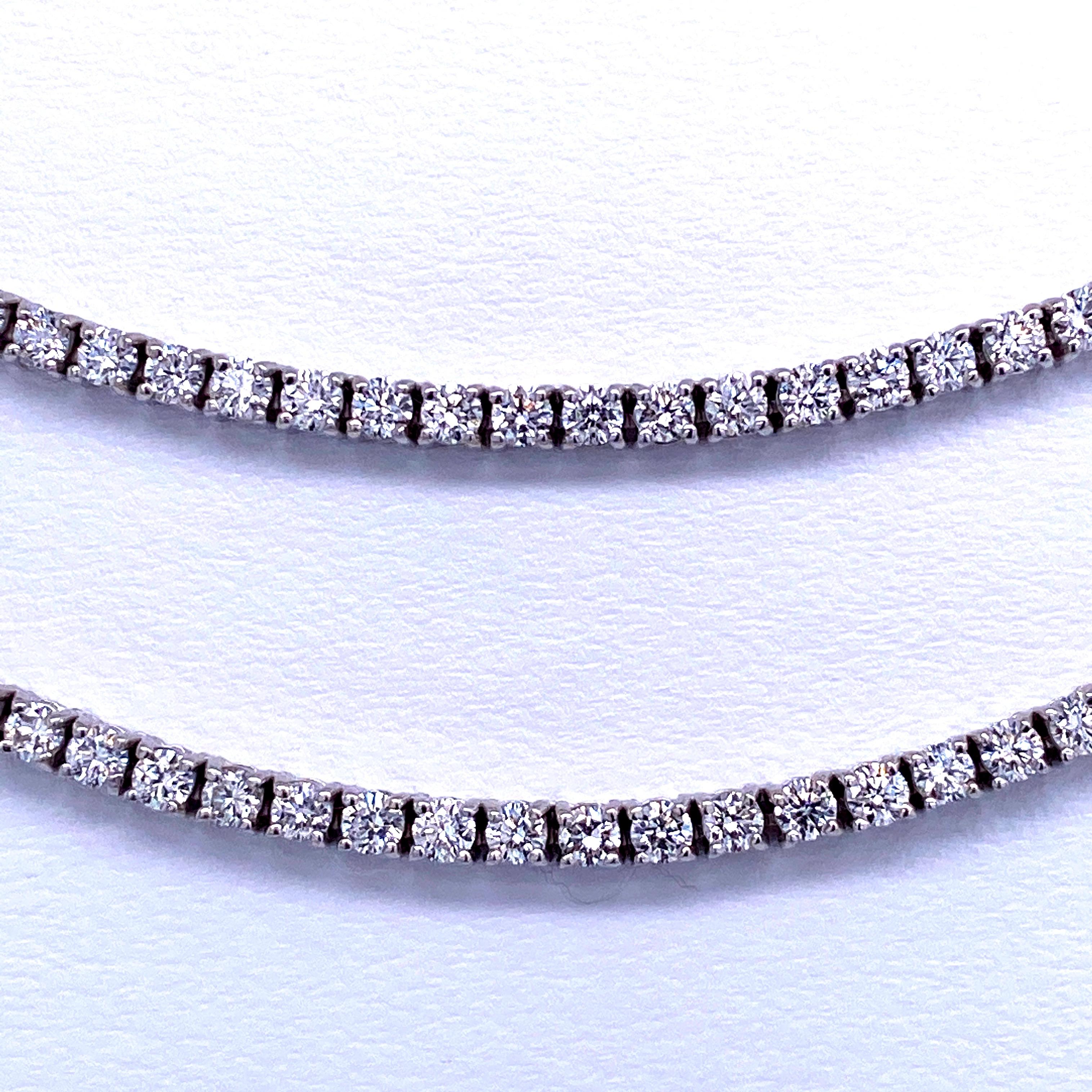 Diamant-Tennis-Halskette mit 6,67 Karat, mit zwei Reihen, 14 Karat Weißgold 5