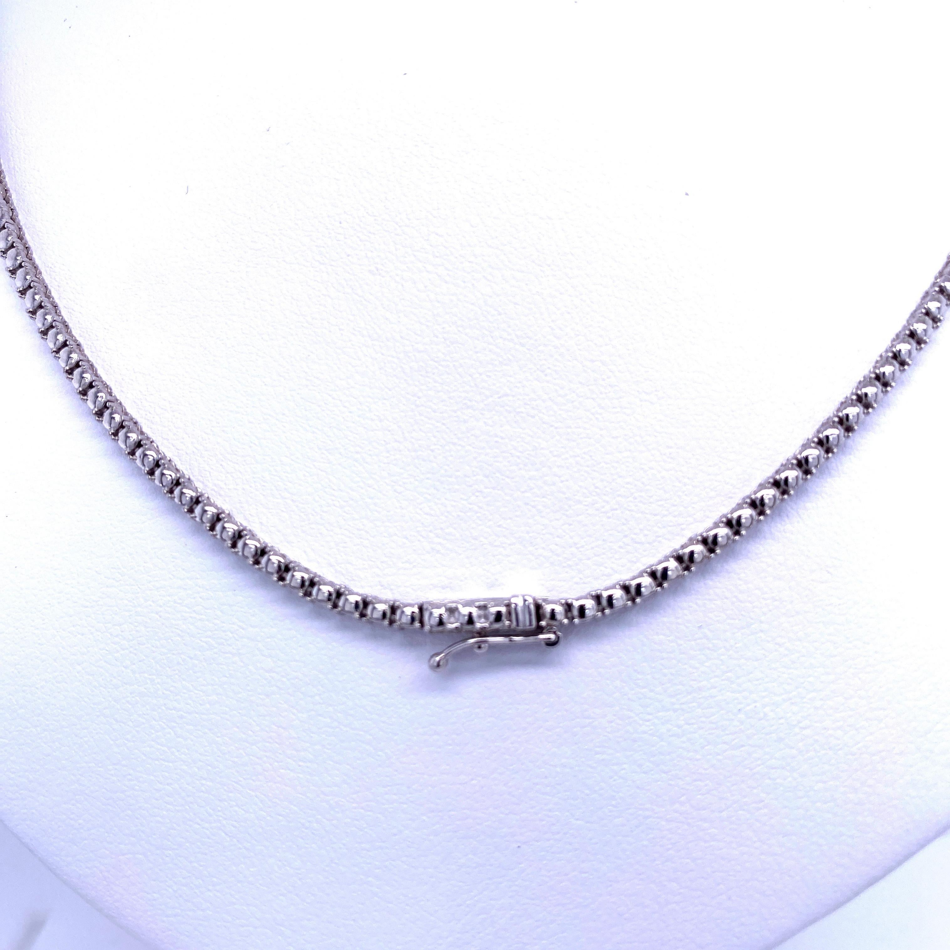 Double Row Diamond Tennis Necklace 6.67 Carat 14 Karat White Gold 8