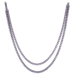 Double Row Diamond Tennis Necklace 6.67 Carat 14 Karat White Gold