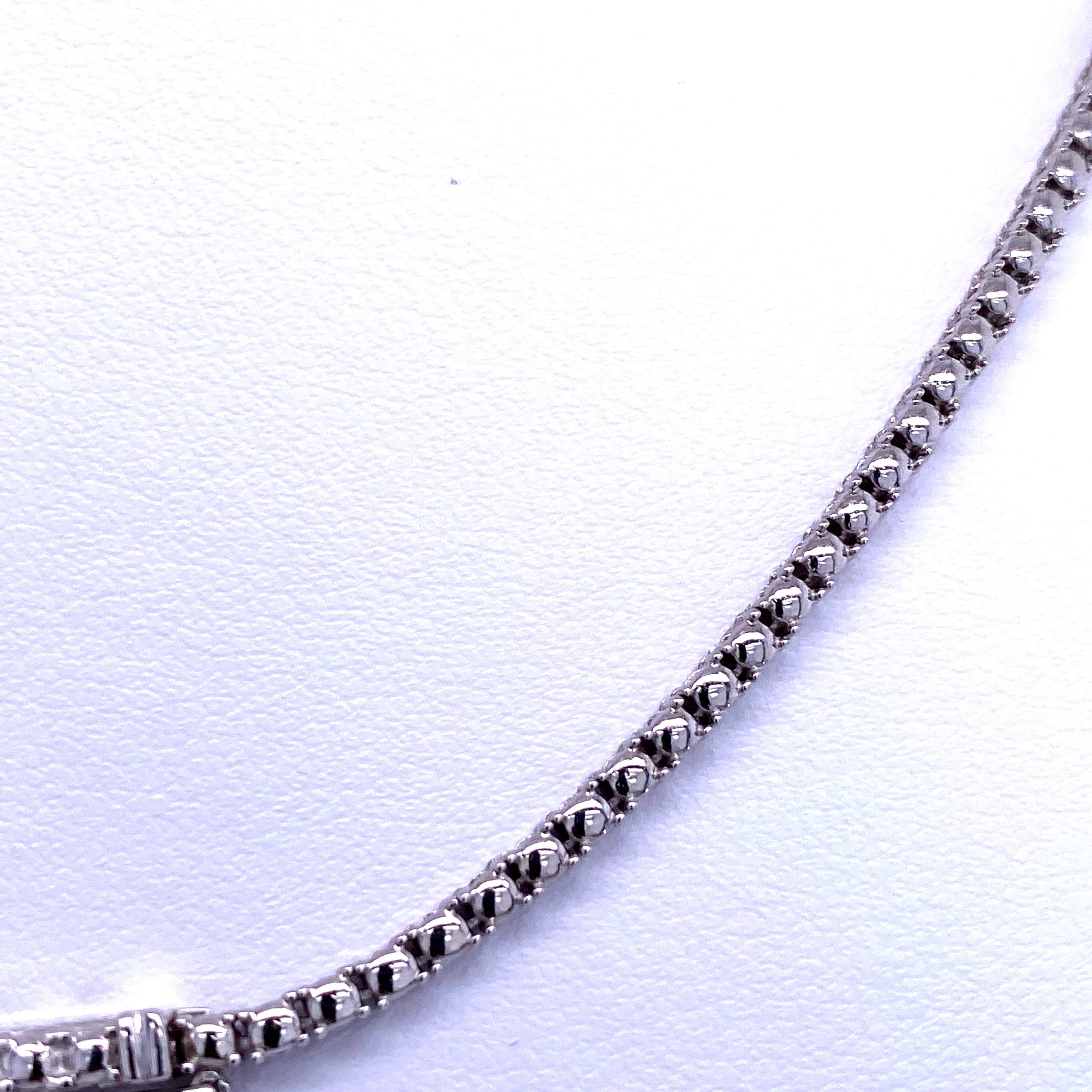 Double Row Diamond Tennis Necklace 6.67 Carat 14 Karat White Gold 4