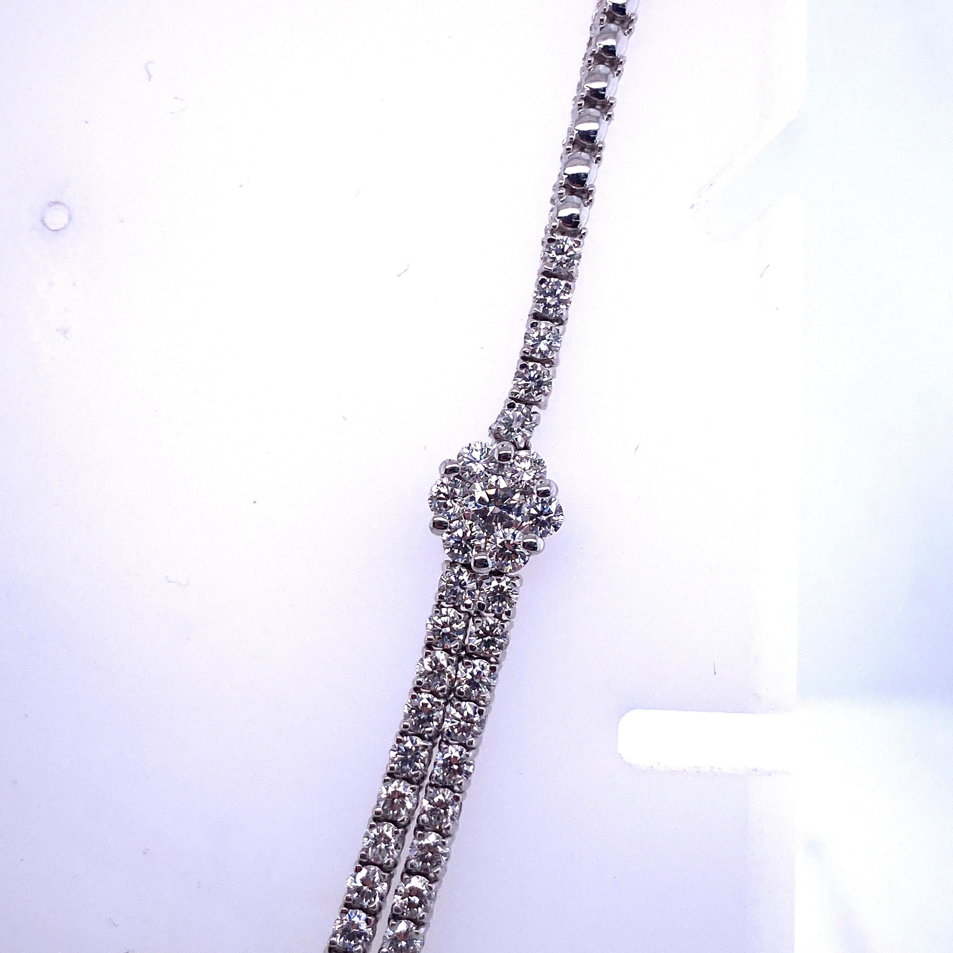 Tennis-Halskette mit 9,33 Karat Diamant in zweireihigem Schliff, 14 Karat Weißgold 5