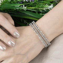 Bracciale con diamanti a doppia fila taglio rotondo Marquise SI/H Oro bianco 18 carati