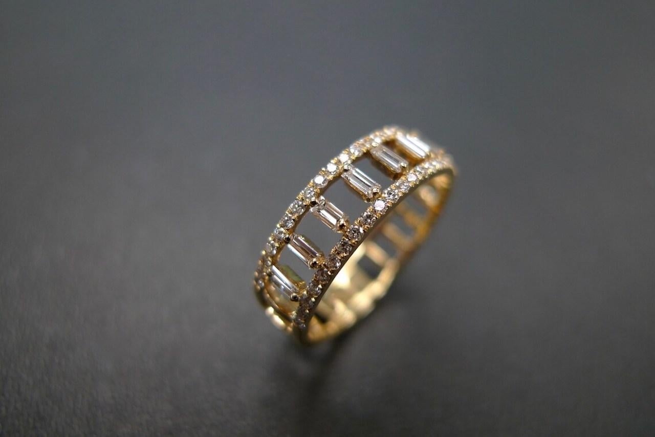 For Sale:  Double Row Micro Pave Diamond Ring with Baguette Diamond 3
