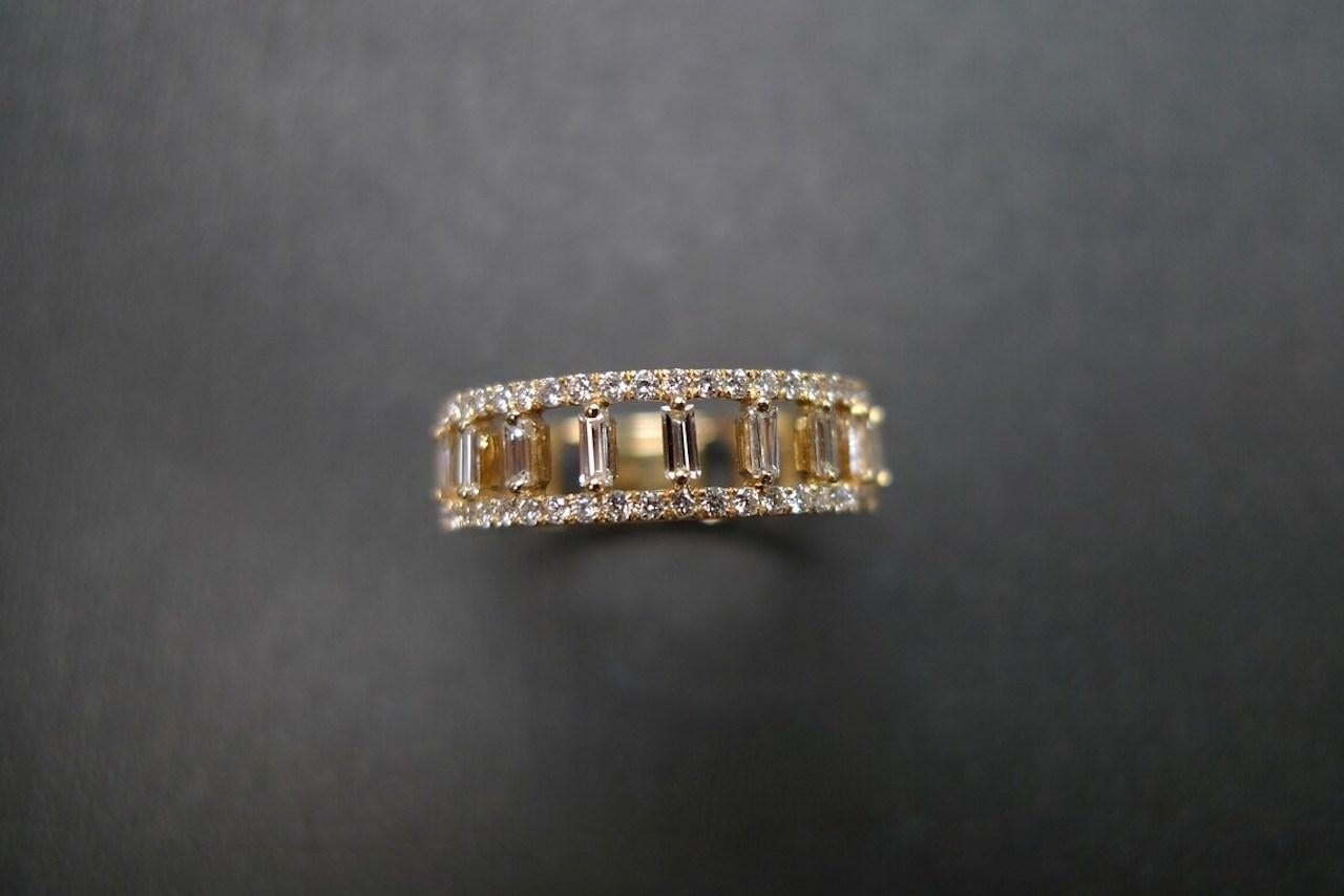 For Sale:  Double Row Micro Pave Diamond Ring with Baguette Diamond 4