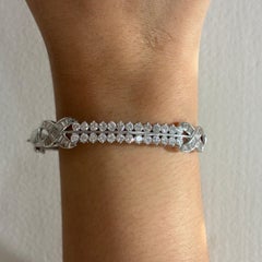 3,54-Karat-Armband mit doppelreihigen „Infinity“-Baguette-Diamanten aus Naturdiamanten, 14-karätiges Weißgold