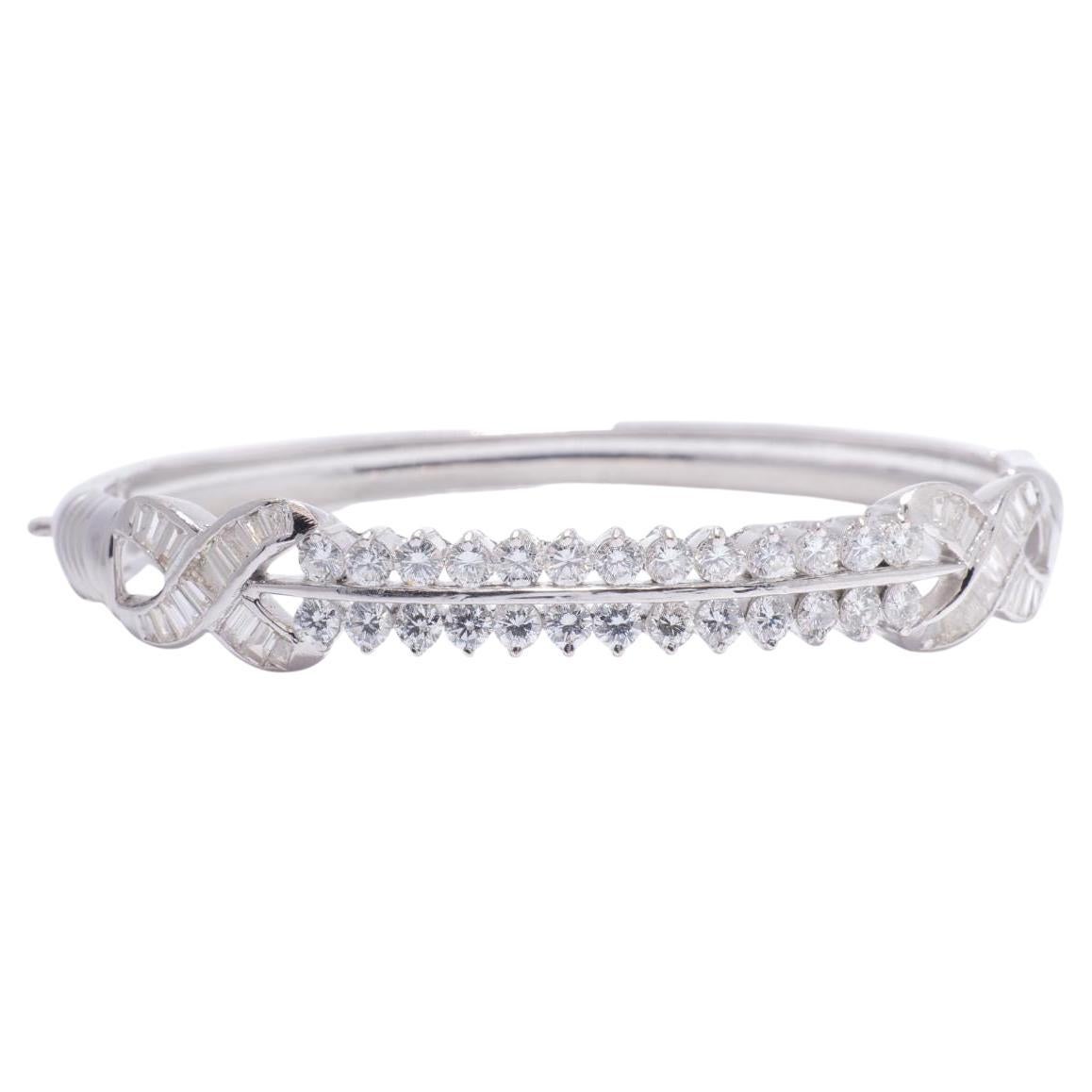 Double Row Natural Diamond Wedding Bangle in 14K Solid Gold (Certified) For Sale