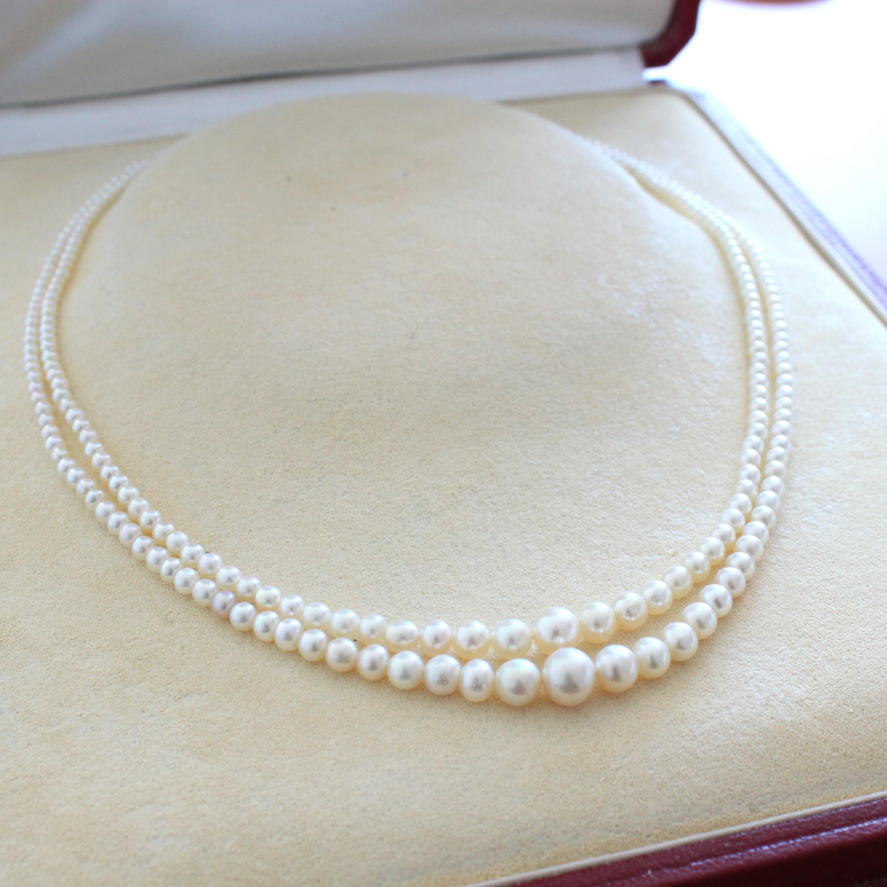 Double Row Natural Pearl Strands Necklace with Royal Provenance 2