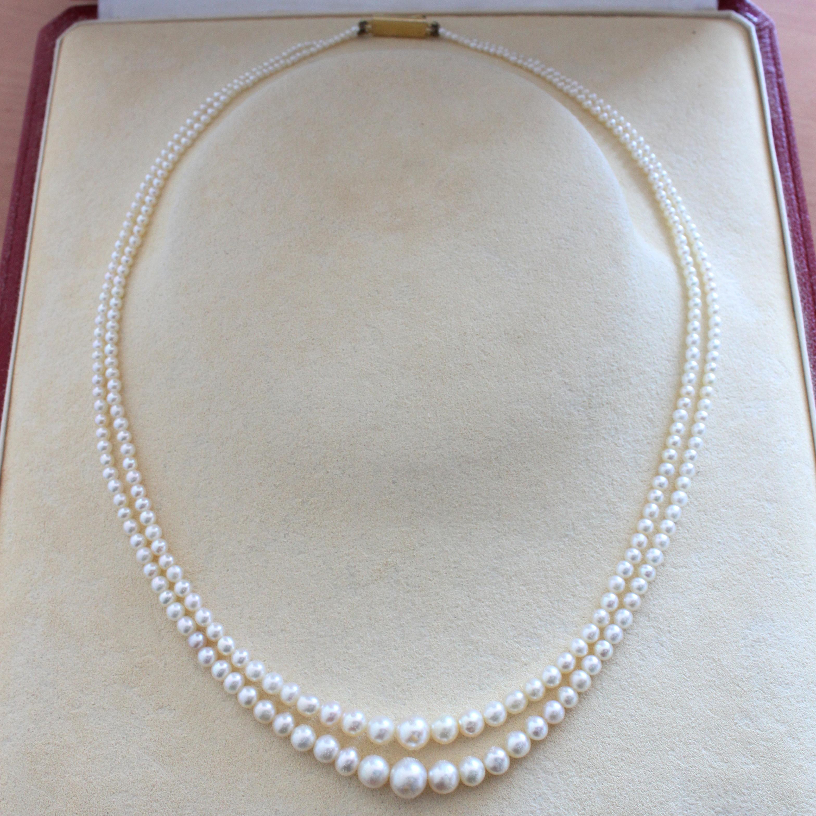 Double Row Natural Pearl Strands Necklace with Royal Provenance 3