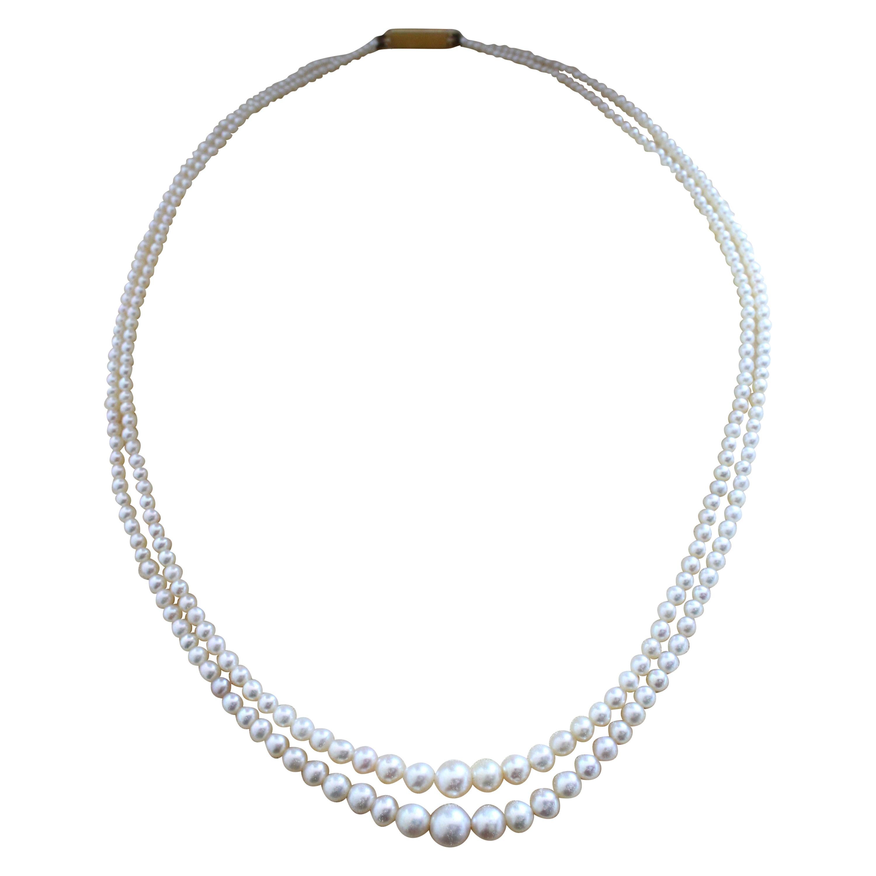 Double Row Natural Pearl Strands Necklace with Royal Provenance