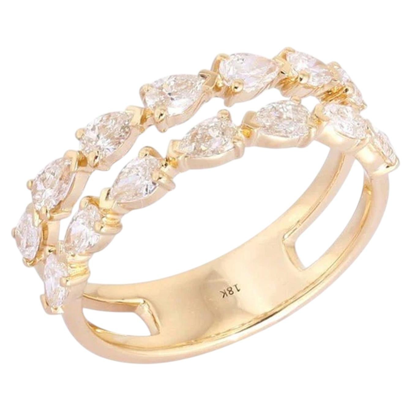 For Sale:  Double Row Pear Cut 14K (or 18k upon request) Yellow Gold Diamond Ring