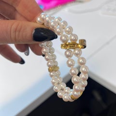 Double Row Pearl Diamond Bracelet