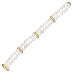 Double Row Pearl Diamond Bracelet