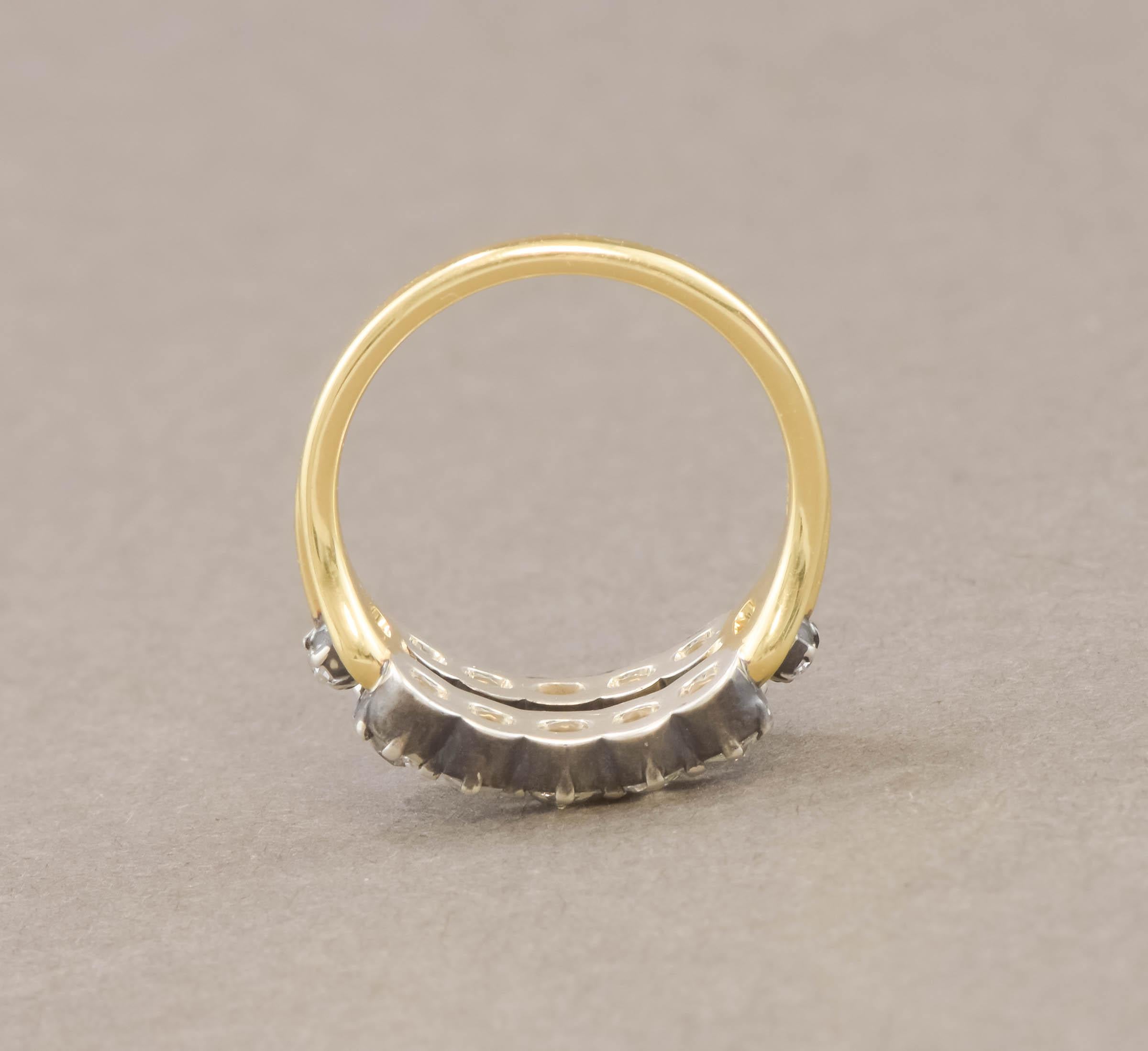 Doppelreihiger Ring mit antiken Diamanten – Hochzeit, Jahrestag oder Stapelring im Angebot 9