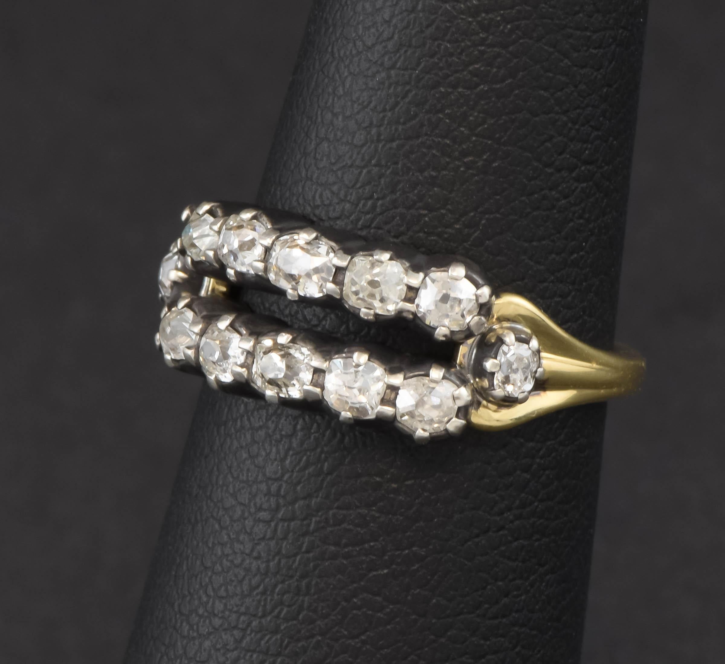 Doppelreihiger Ring mit antiken Diamanten – Hochzeit, Jahrestag oder Stapelring (Georgian) im Angebot