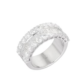 3.24ct Round & Baguette Diamond Double Row 14K White Gold Ring