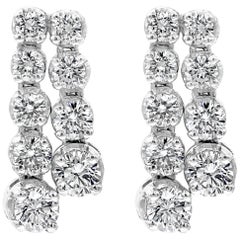 Double-Row Round Diamond Drop Earrings
