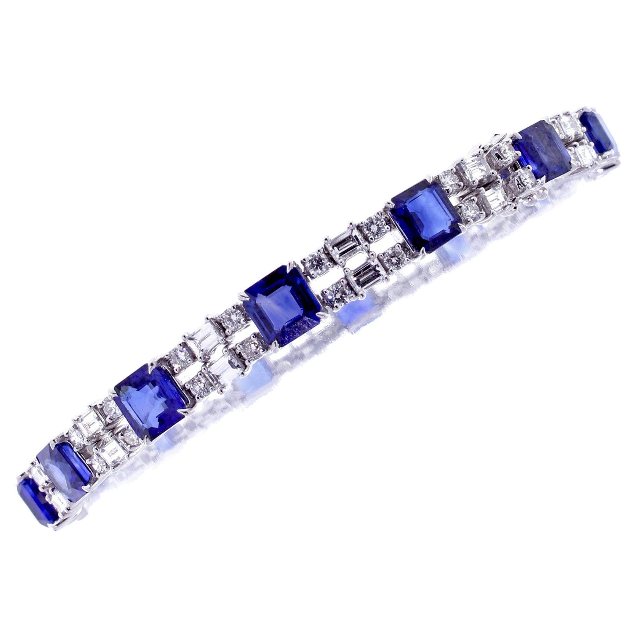 Double Row Sapphire and Diamond Bracelet