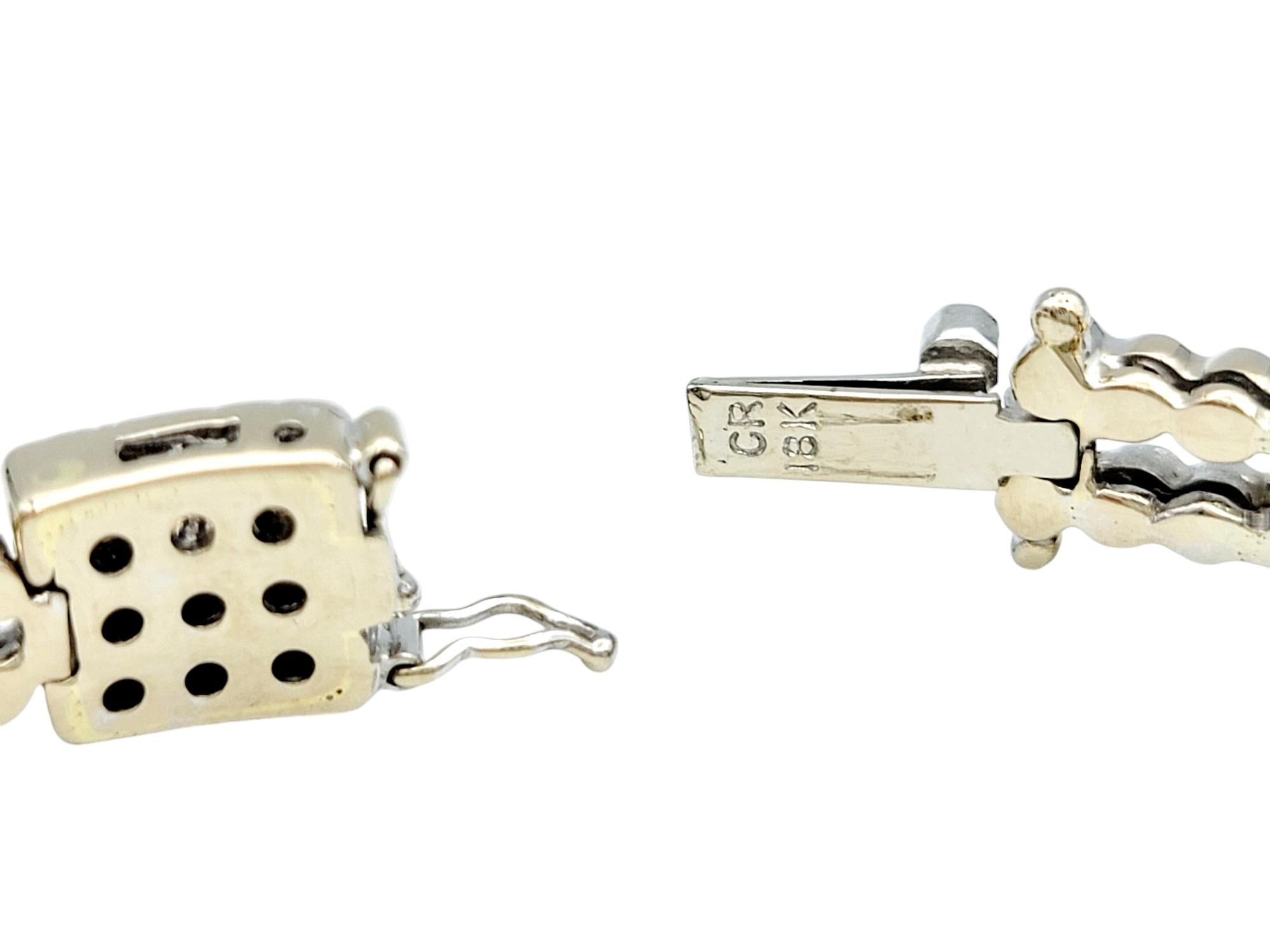 Bracciale Station con diamanti a doppio filo e aureola quadrata in oro bianco 18 kt. in vendita 2