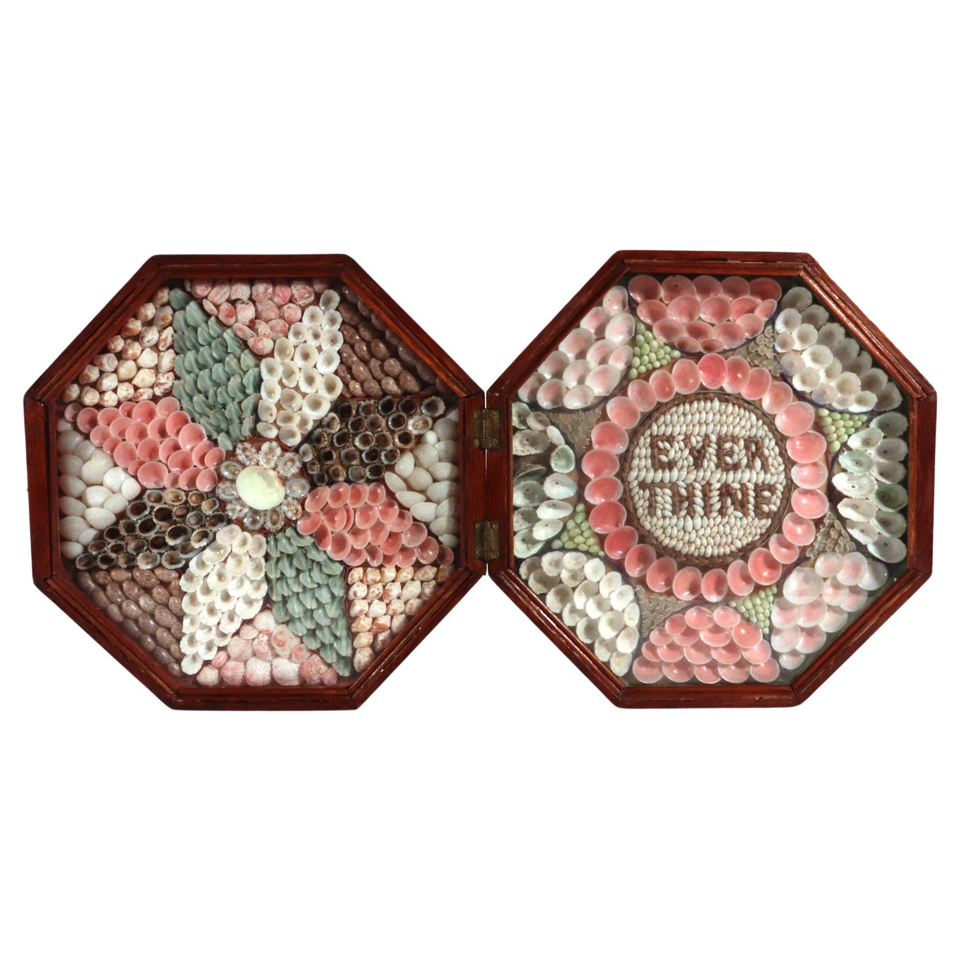 Double Sailor's Valentine of Sea Shells and Motto "Ever Thine"
