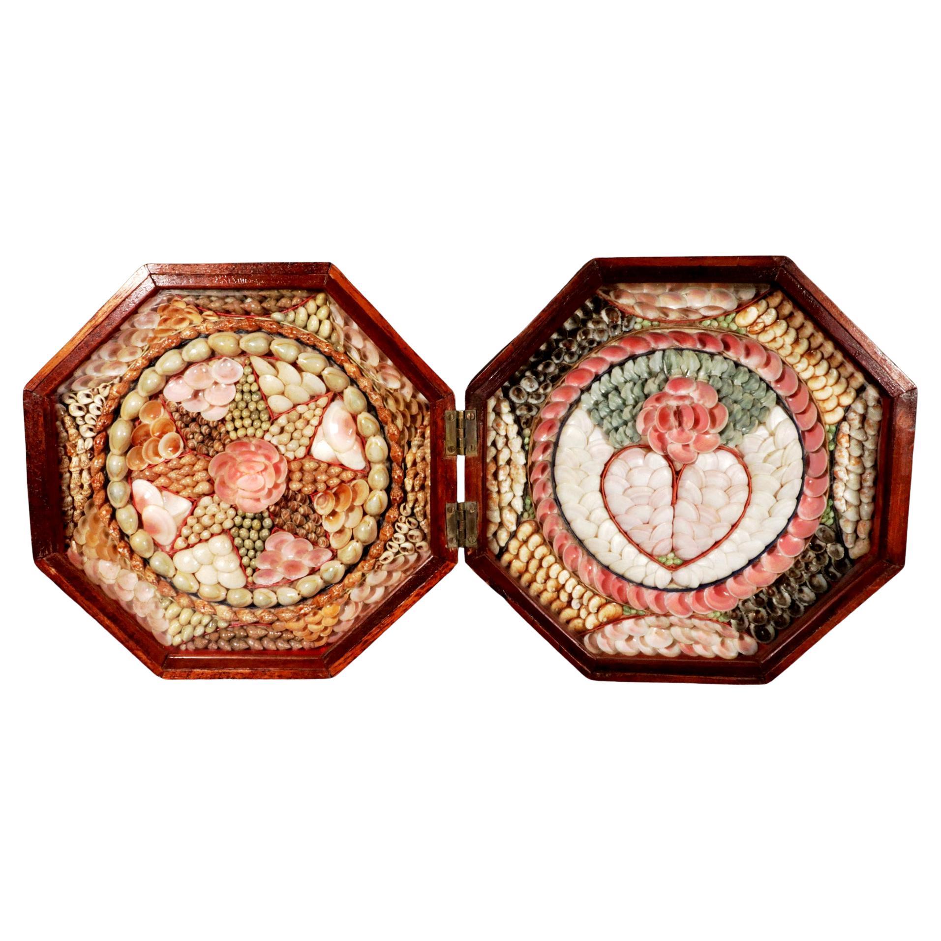 Double Sailor's Valentine of Sea Shells with Heart and Star Designs