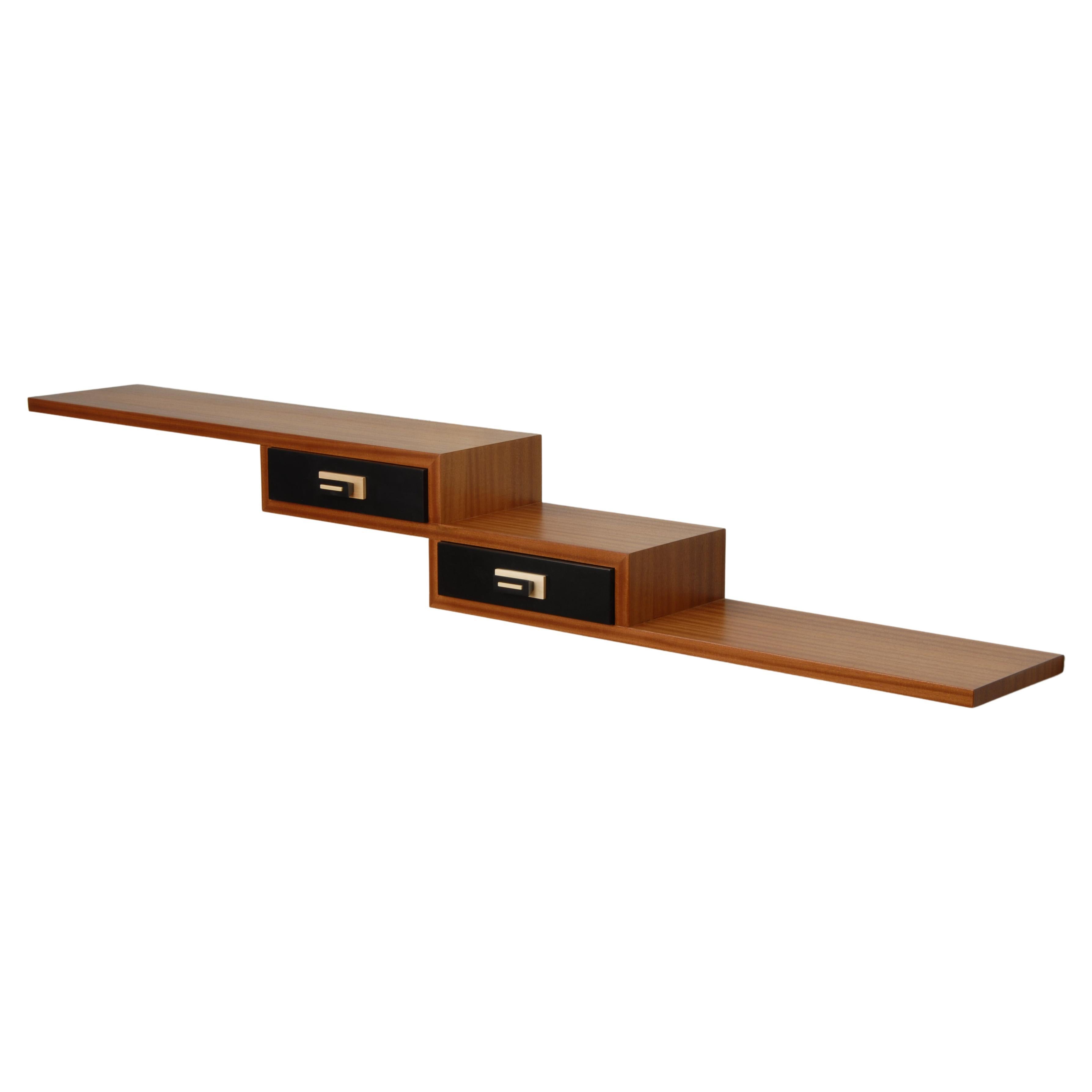 Double Samba Wall Shelf with Drawers by Lee Weitzman For Sale