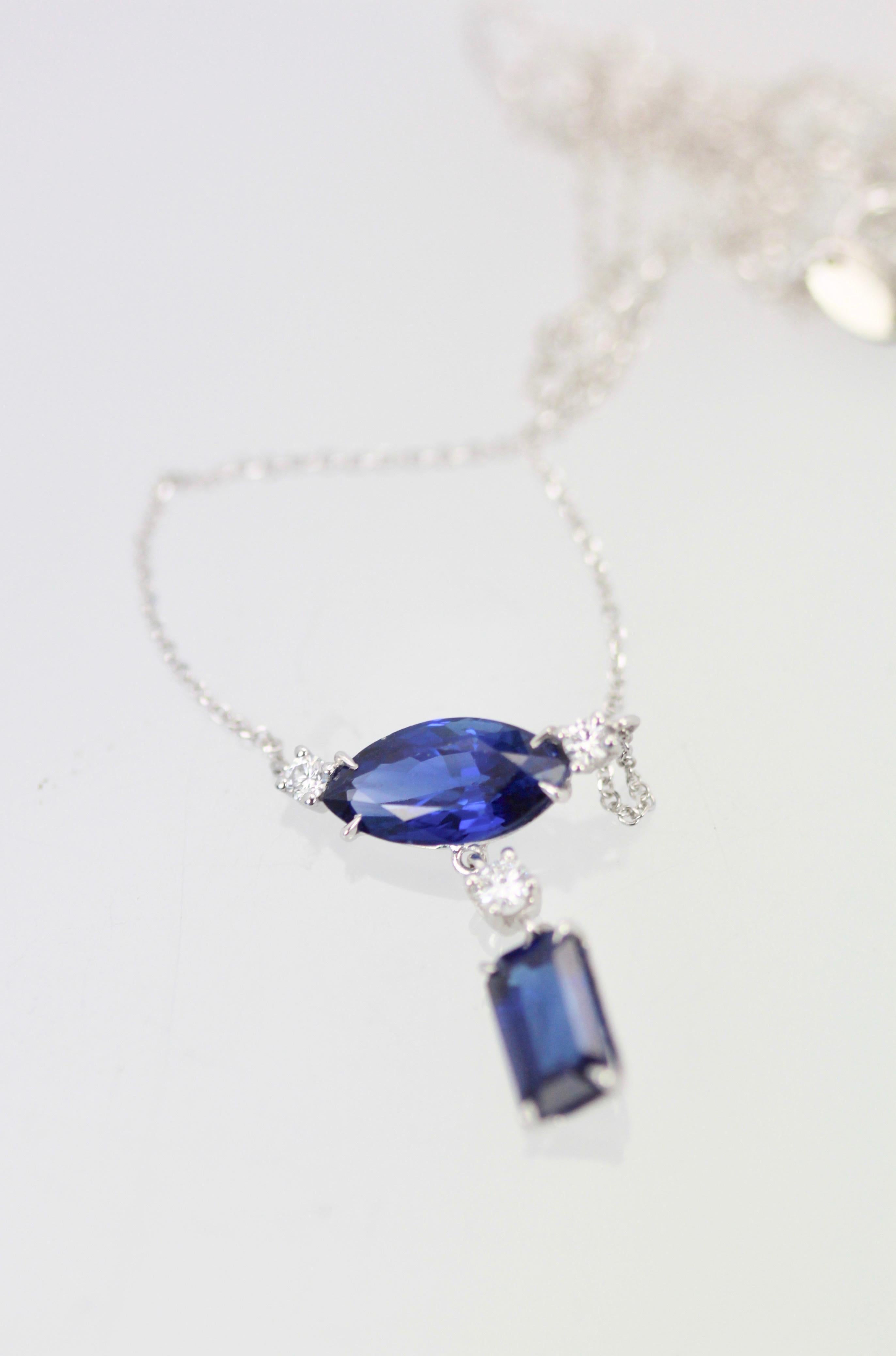Women's Double Sapphire Diamond Necklace