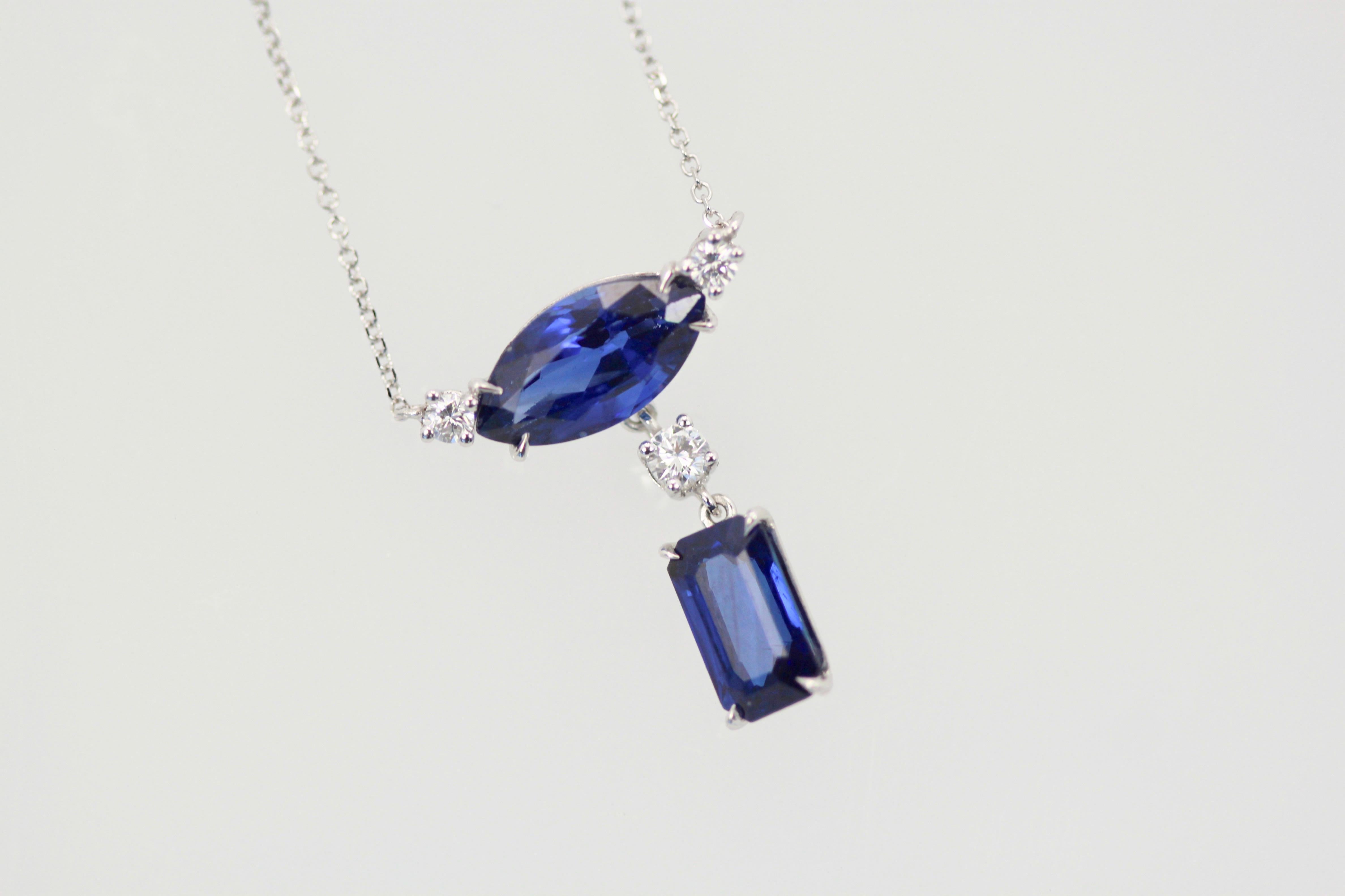 Double Sapphire Diamond Necklace 3