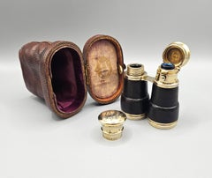 Double Scent Bottle Sampson Mordan Silver Gilt Opera Glasses, Fitted Case, 1870s