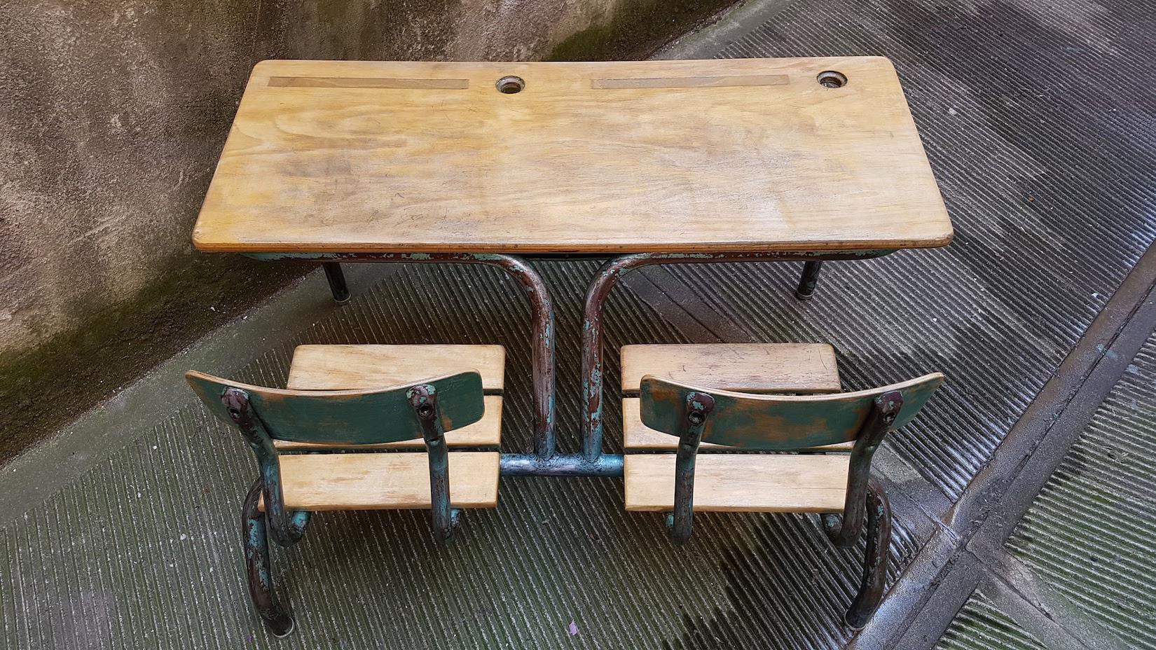 double shelf school bench