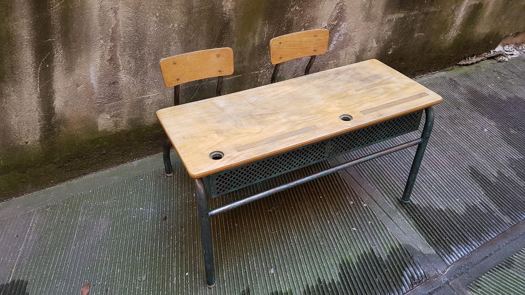 metal school bench