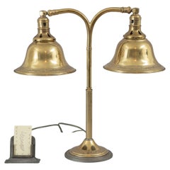 Antique Double Shade Brass Banker's Lamp, ca. 1910