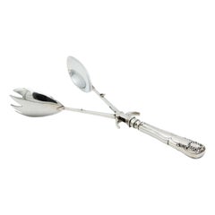 Double-shell silver salad tongs