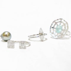 Double Shield and Baguette Diamond Ring