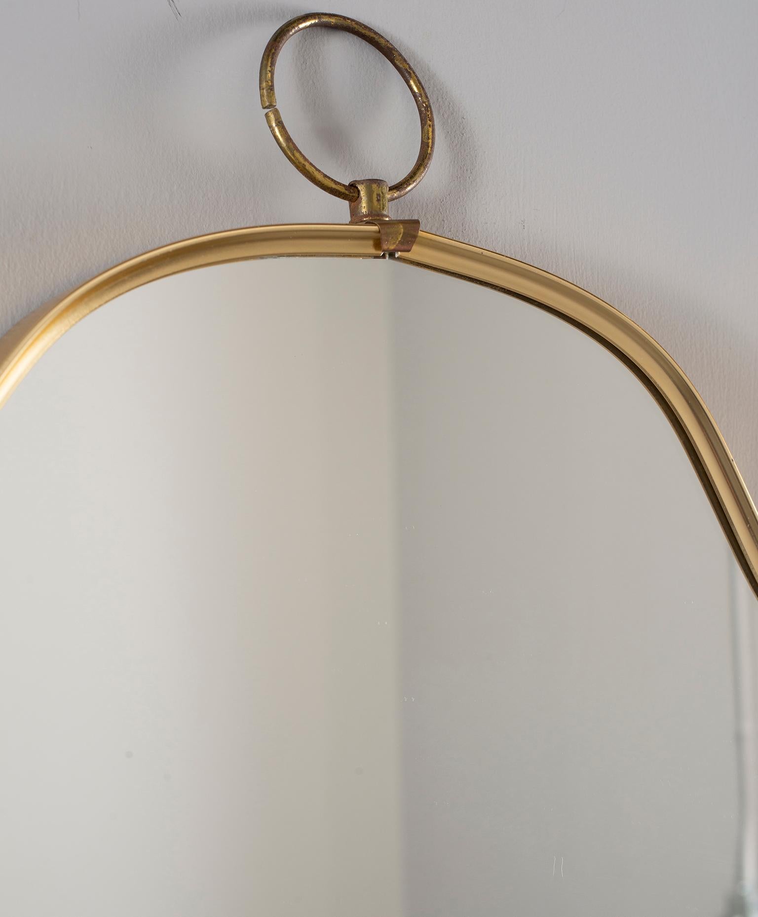 American Double Shield Form Modernistic Brass Frame Mirrors