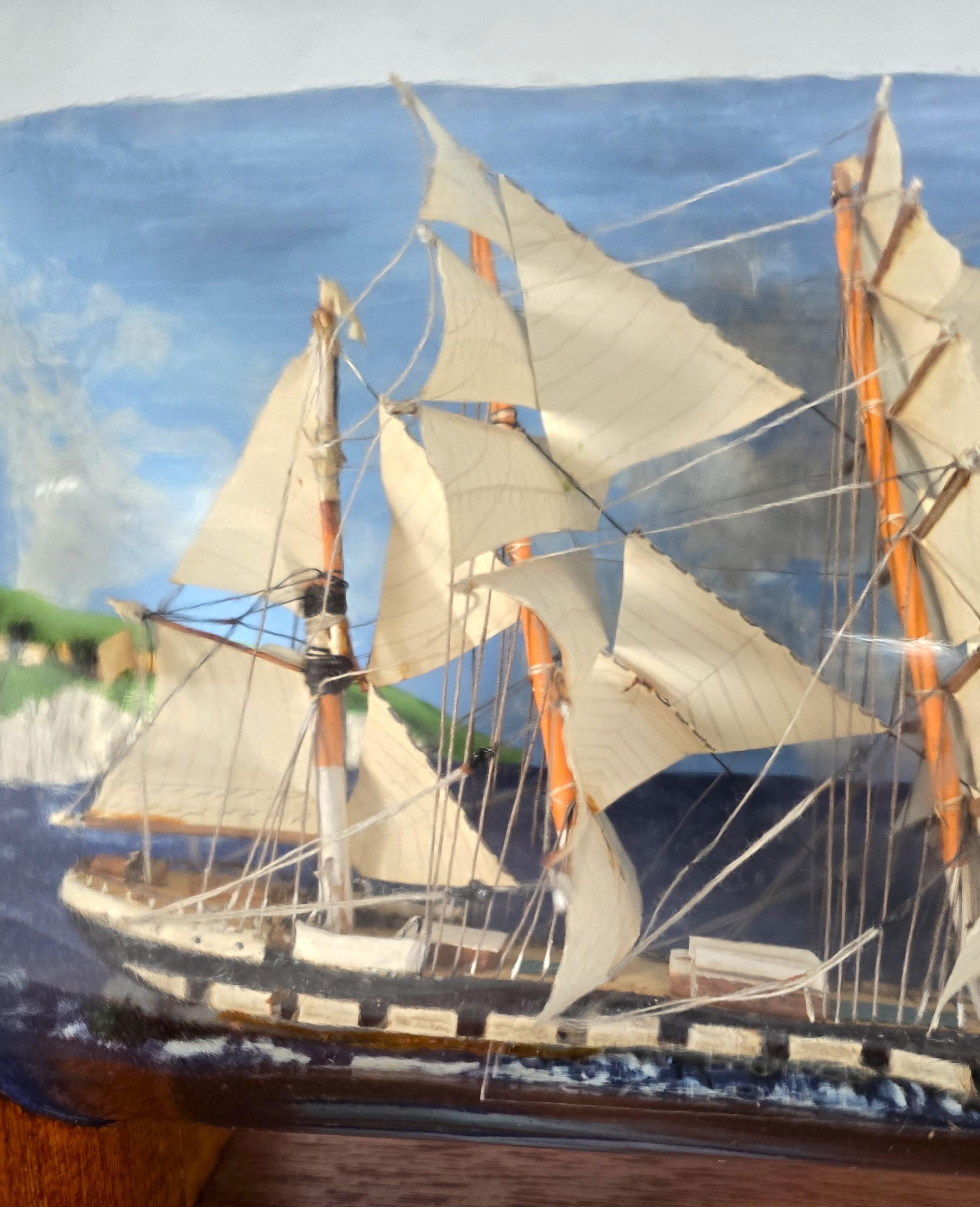 Double ship in a whiskey bottle, diorama, folk art design circa 1920 For Sale 7